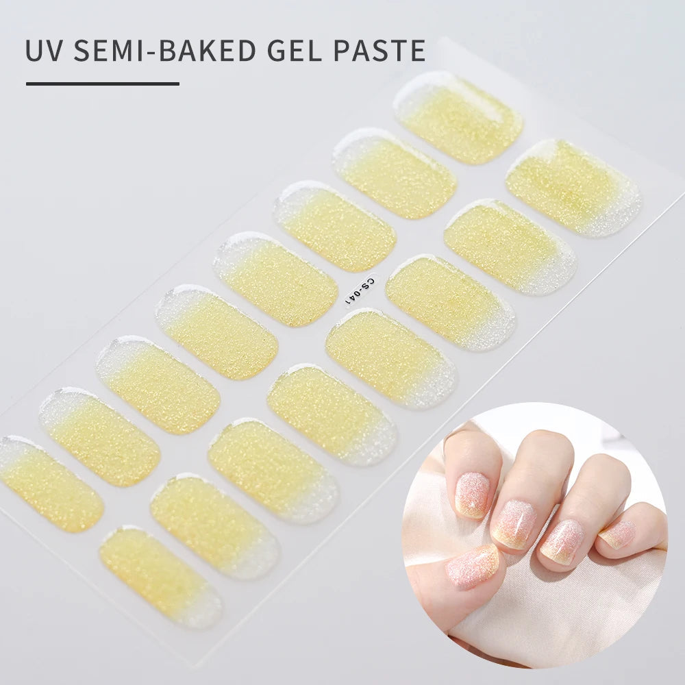 UV Semi-Cured Gel Nail Wraps Stickers Strips French Long Lasting Full Cover LED Gel Semi Cured Nail Sliders For Nail Extension & Good Vibrations