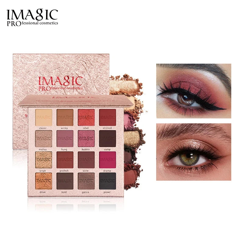 IMAGIC Eyeshadow Palette Matte Make Up Palette Highlight Blus Shimmer Pearlescent Waterproof  Eye shadow Powder And Body Paint Good Vibrations
