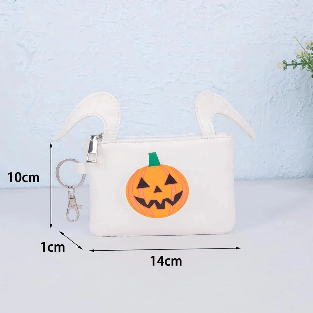 Halloween Pattern Coin Purse For Women Card Wallet Students Multi Pocket Zipper Key Bag Portable Lipstick Bank Card Storage Bag Good Vibrations