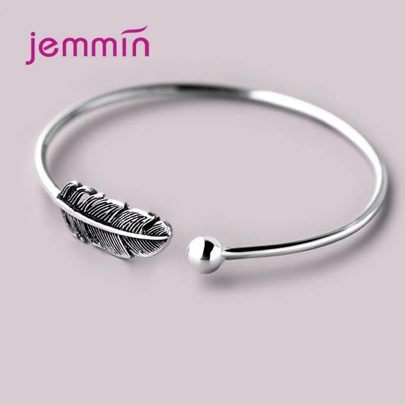 925 Silver Bracelets for Women Perfect Polished Fashion Women Opened Bangle Anti-allergy Sterling-silver-jewelry Good Vibrations