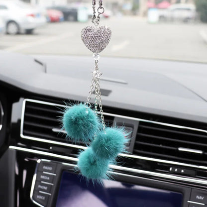Fashion Diamond Car Accessorie Bling Hairball Pendant Auto Rearview Mirror Pendant Birthday Gift Auto Decoraction Ornaments Good Vibrations