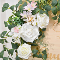 2pcs Artificial Wedding Arch Flowers for Sign, Floral Swag Dusty Decor for Reception Ceremony Backdrop Sweetheart Table Good Vibrations