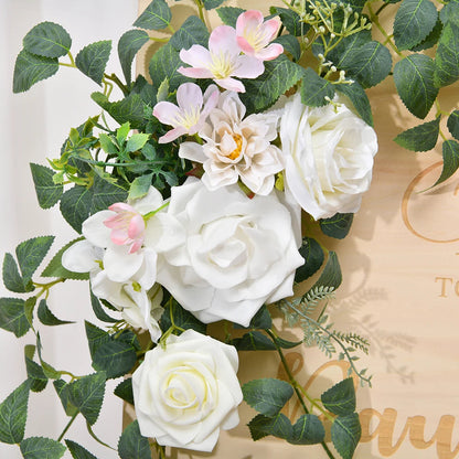 2pcs Artificial Wedding Arch Flowers for Sign, Floral Swag Dusty Decor for Reception Ceremony Backdrop Sweetheart Table Good Vibrations
