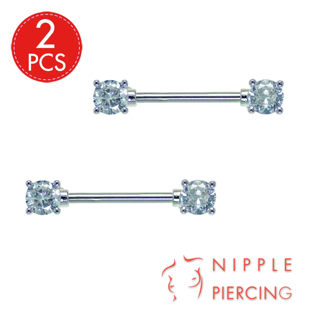 1Pair Surgical Steel Nipple Rings Nipple Piercing Bar Jewelry for Women Men with Sparkle CZ 14G Barbell Body Jewelry Accessories Good Vibrations