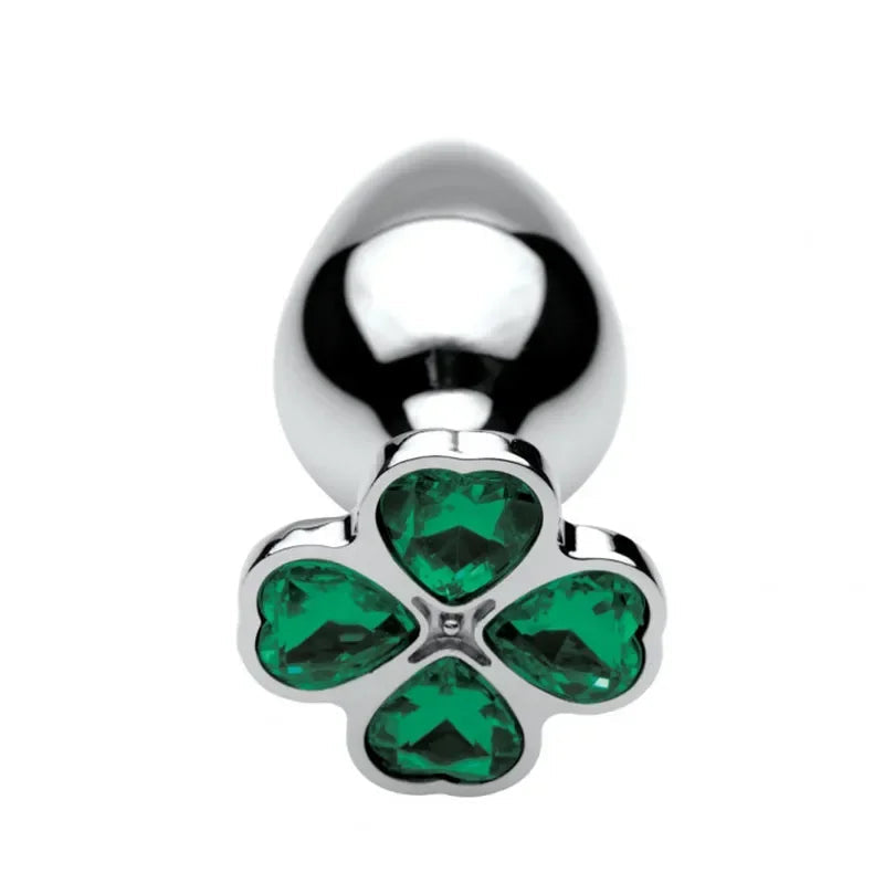 Lucky Clover Gem Anal Plug,S/M/L Size Four Leaf Clover Stainless Steel Crystal Jewelry Anal Butt Plugs Good Vibrations Adult Super Store