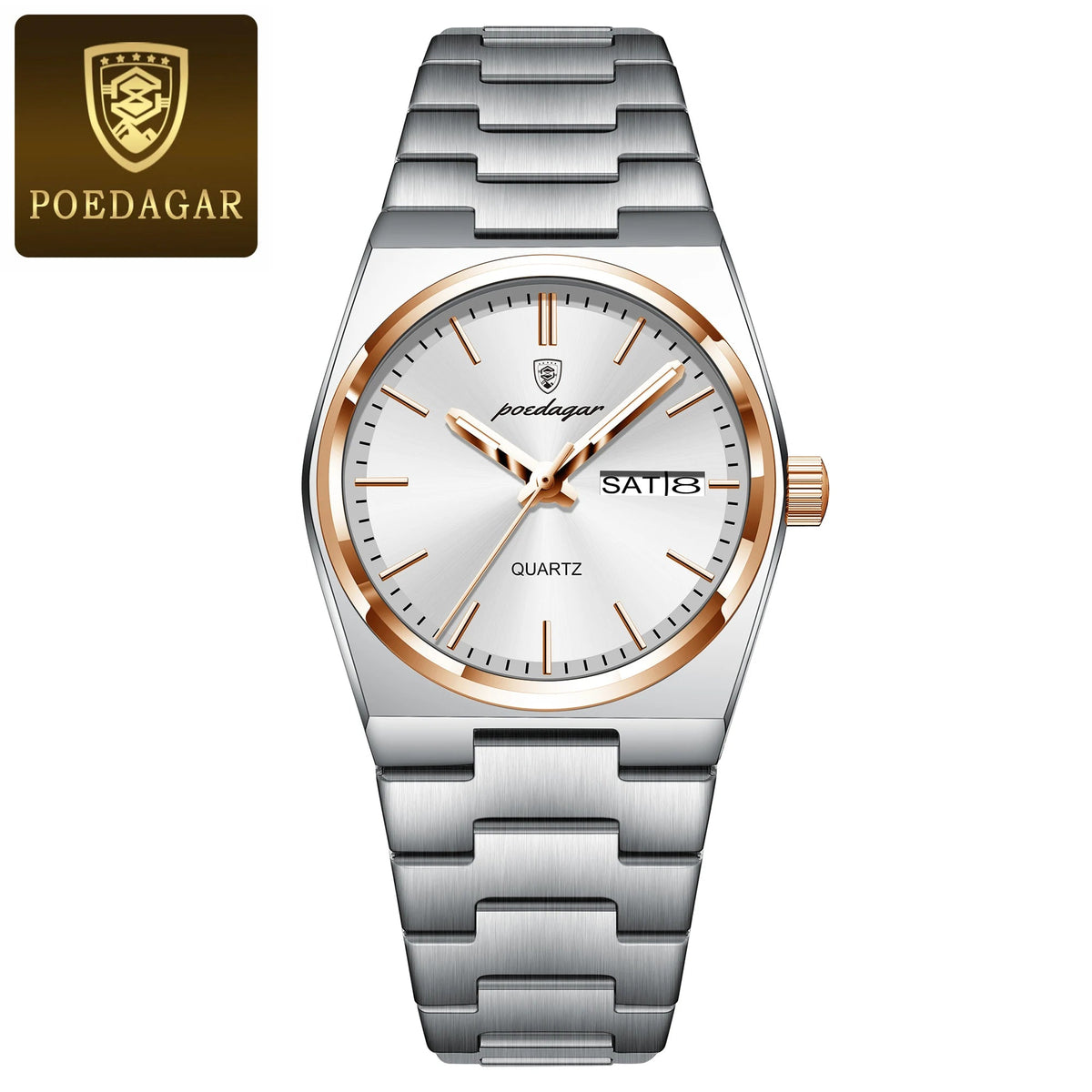 POEDAGAR Luxury Watch for Woman Ladies Elegant Quartz Watch Waterproof Luminous Date Week Stainless Steel Women's Watches Clock Good Vibrations