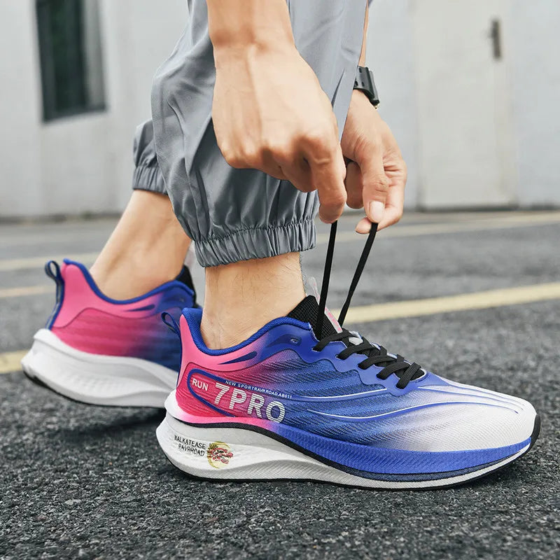 Summer Men's Running Shoes New Professional Carbon Plate Sports Training Shoes Outdoor Non-slip Shock-absorbing Tennis Shoes Good Vibrations