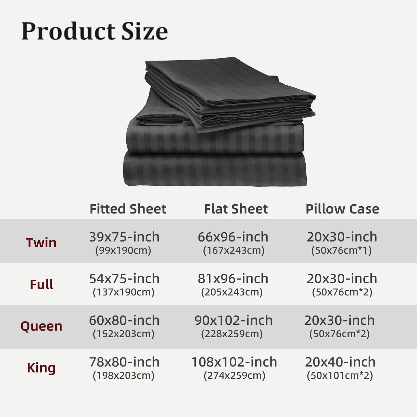 Battilo Bed Sheets 4 Pieces Set Luxury Fitted Flat Sheet with Pillowcases Solid Stripe Bedding Set For Twin Full Queen King Size Good Vibrations