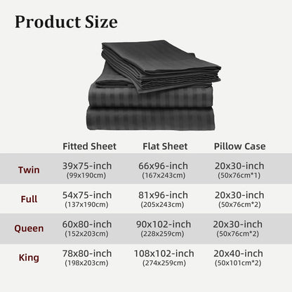 Battilo Bed Sheets 4 Pieces Set Luxury Fitted Flat Sheet with Pillowcases Solid Stripe Bedding Set For Twin Full Queen King Size Good Vibrations