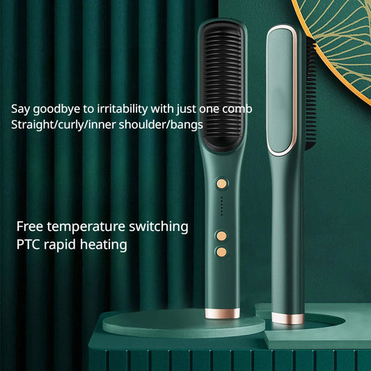 Straightener, negative ion straight hair curling comb, heated hair straightener, dry and wet dual-purpose, not harmful to hair Good Vibrations
