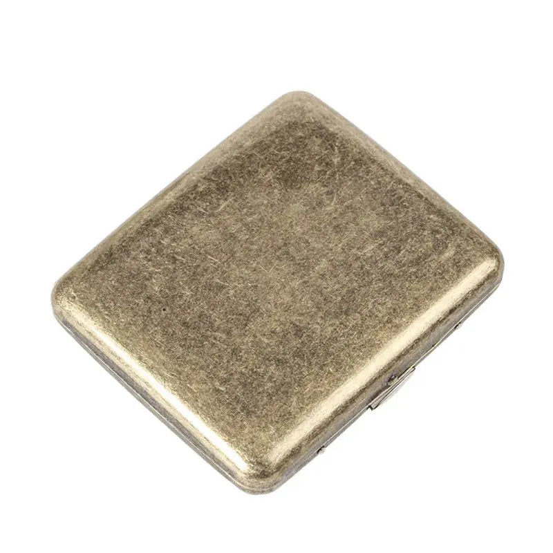 Retro brass cigarette box case holder in frosted finish.