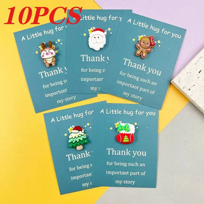 10pcs Mini Hug Cards with Resin Decorations Christmas Birthday Valentine Greeting Thank You Cards Bulk Gifts for Friends Family Good Vibrations