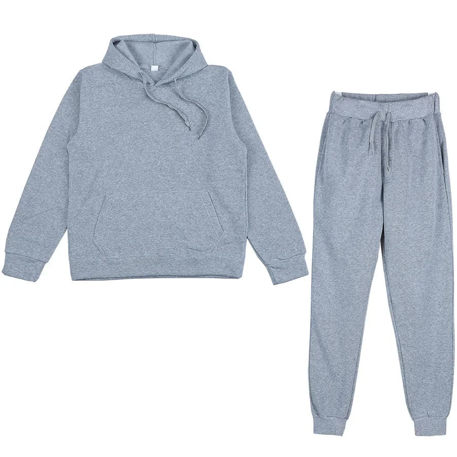 Men's Autumn and Winter New Solid Color Hoodie+pants Two-piece Set Fashionable Casual Sports Set Size S-3XL Good Vibrations