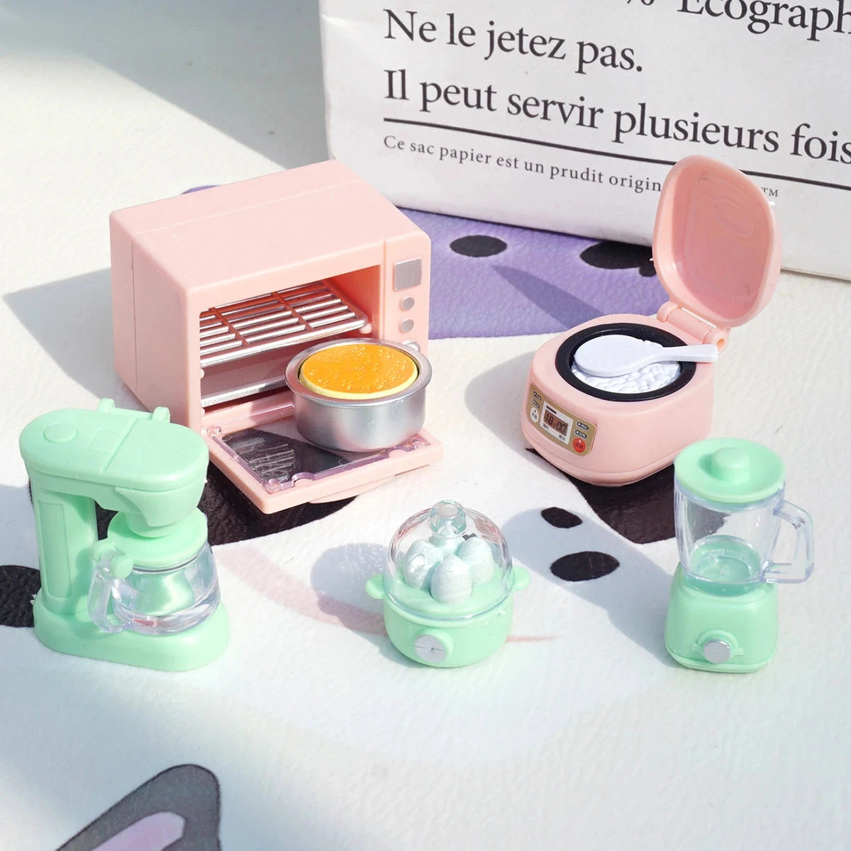 DIY Dollhouse Bear Biscuits 1/12 Miniature Furniture Toaster Oven Mixer Electronic Scale Model Set Kitchen Toys For Girl Gift Good Vibrations