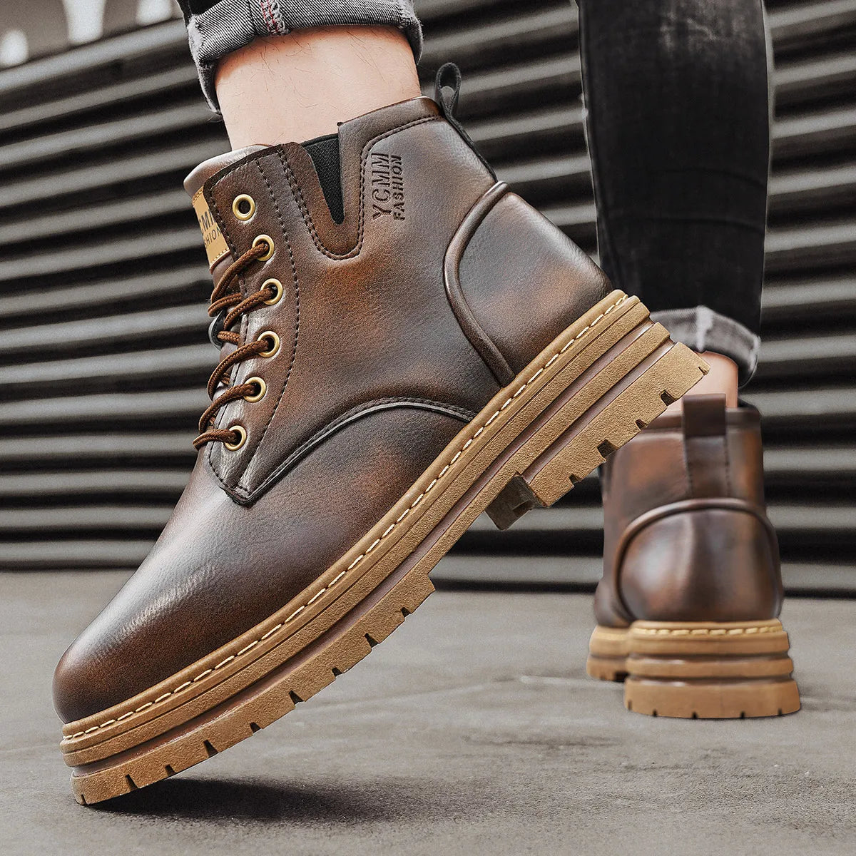 Boots Men All Season Outdoor Work Shoes Anti Slip and Comfortable Black Ankle  Boots Fashionable British Casual Denim Boots 2025 Good Vibrations