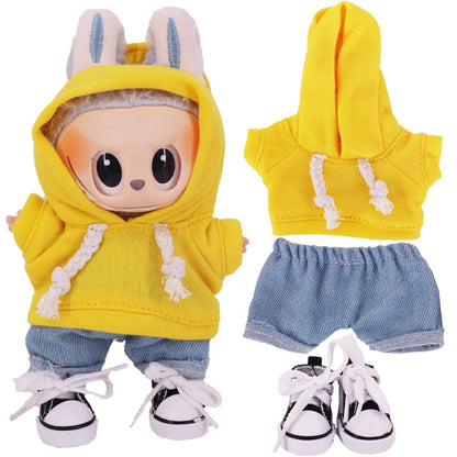 Doll Clothes Set For labubu 17cm Plush Doll Accessories Girl's Toys Birthday And Christmas Gifts Good Vibrations