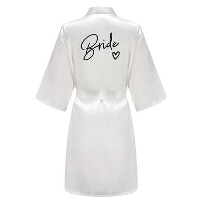 Wedding Party Team Bride Robe With Black Letters Kimono Satin Pajamas Bridesmaid Bathrobe SP003 Good Vibrations