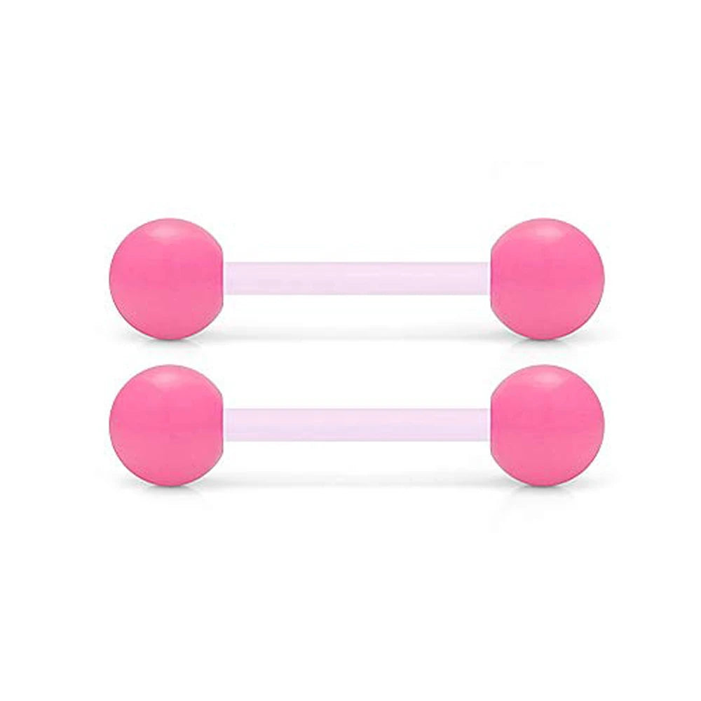 2 Pieces 14G 16mm Night Glow Flexible Acrylic Straight Tongue Ring pacifier Ring Fixed Perforated For Woman and Man Good Vibrations