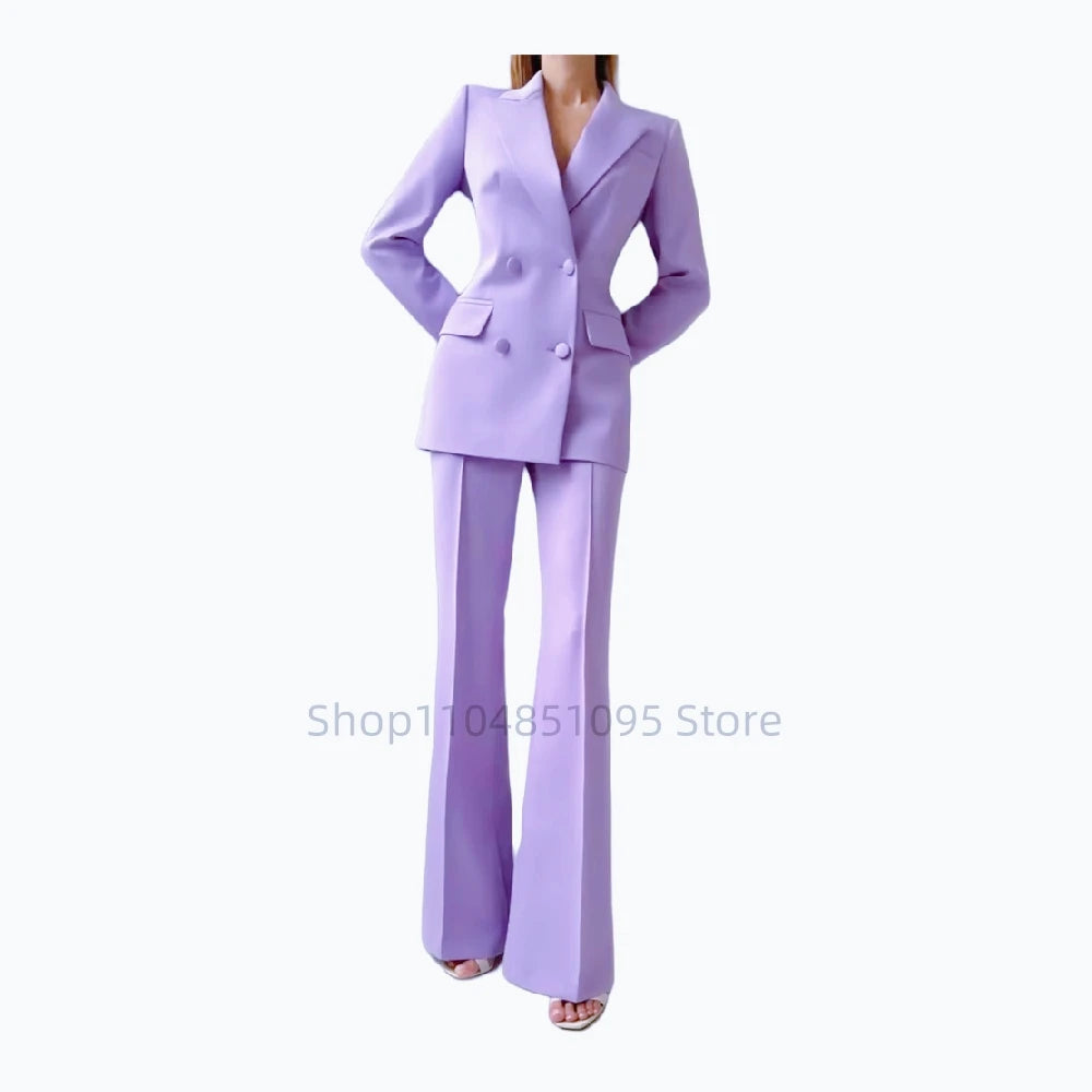 Pant Suits Outfit Womens Matching Sets Pants Elegant High Quality Double Breasted Blazer Suit Set Fashion 2 Pieces For Women Good Vibrations