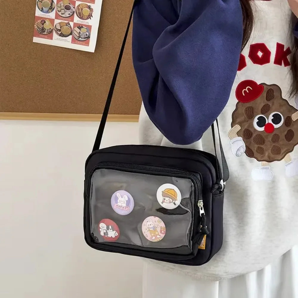 New Y2K Mini Anime Ita Bag Portable Outdoor Small Crossbody Bag Cute Girl Transparent Shoulder Bag Otaku DIY Comic Display Purse Good Vibrations