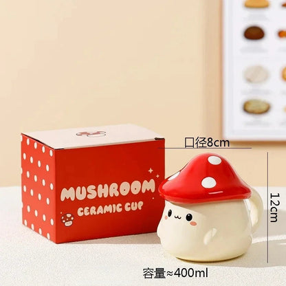 Mushroom Ceramic Mug with Lid Creative Couple's Cup Latte Mug Milk Cup Oat Cup Breakfast Cups Home Drinking Cups Tea Cups Good Vibrations