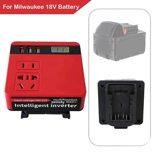Power Inverter 120W For Milwaukee 18V M&18 Battery DC 18V To 220V Inverter Adapter Power Supply Inverter For Home Appliances Good Vibrations