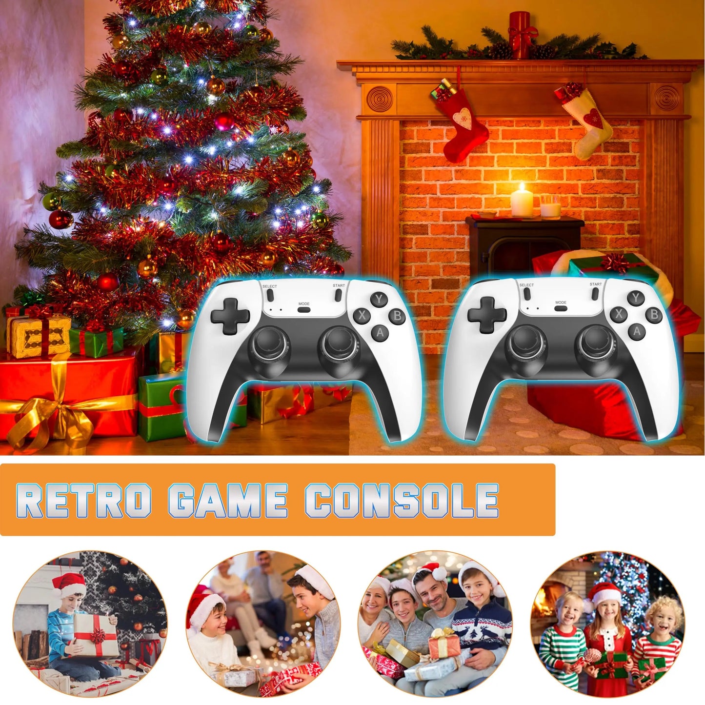 M15 Video Game Console 4K TV Retro Game Console 64G Built in 20000 Games Wireless Controller Gamepad Retro Handheld Game Console Good Vibrations