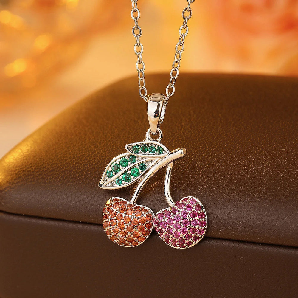 A Cherry Necklace Pendant, Copper Material Inlaid With Zircon Series, Fashionable And Simple Ins Style Good Vibrations Adult Super Store