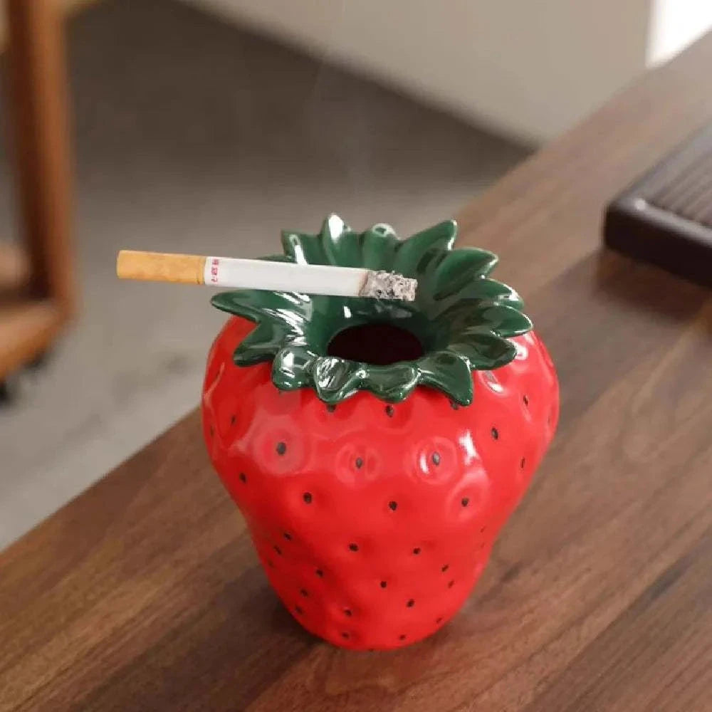 Ceramic strawberry ashtray with lid, windproof and fly ash proof, home, living room, office ashtray decoration, storage, and pro Good Vibrations Adult Super Store