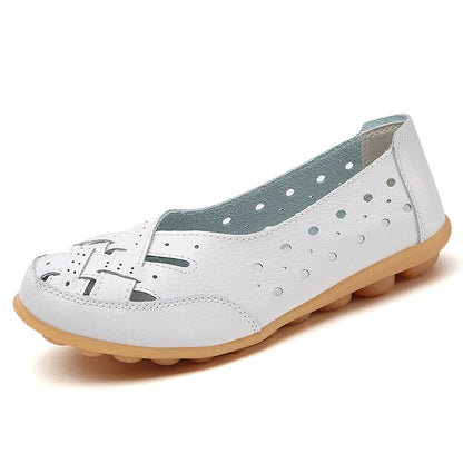 Women Flats Genuine Leather Women's Loafers Nurse Shoes Hollow Shoes Women Slip On Women Shoes Footwear Ballet Flats Women Good Vibrations