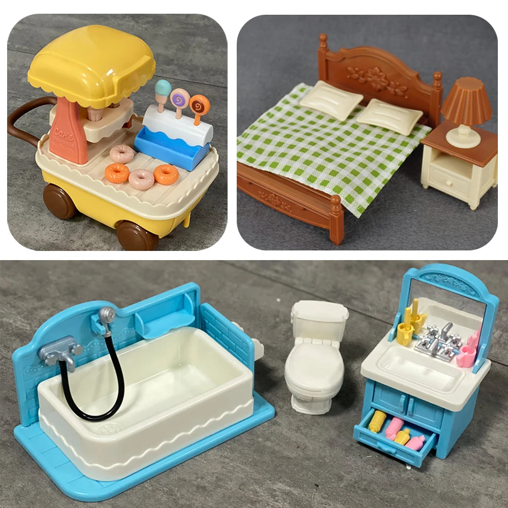 1:12 Miniature Furniture Forest Family Kitchen Toy Dining Table Dollhouse Accessories Bathroom Pretend Play For Girl Gifts Toys Good Vibrations