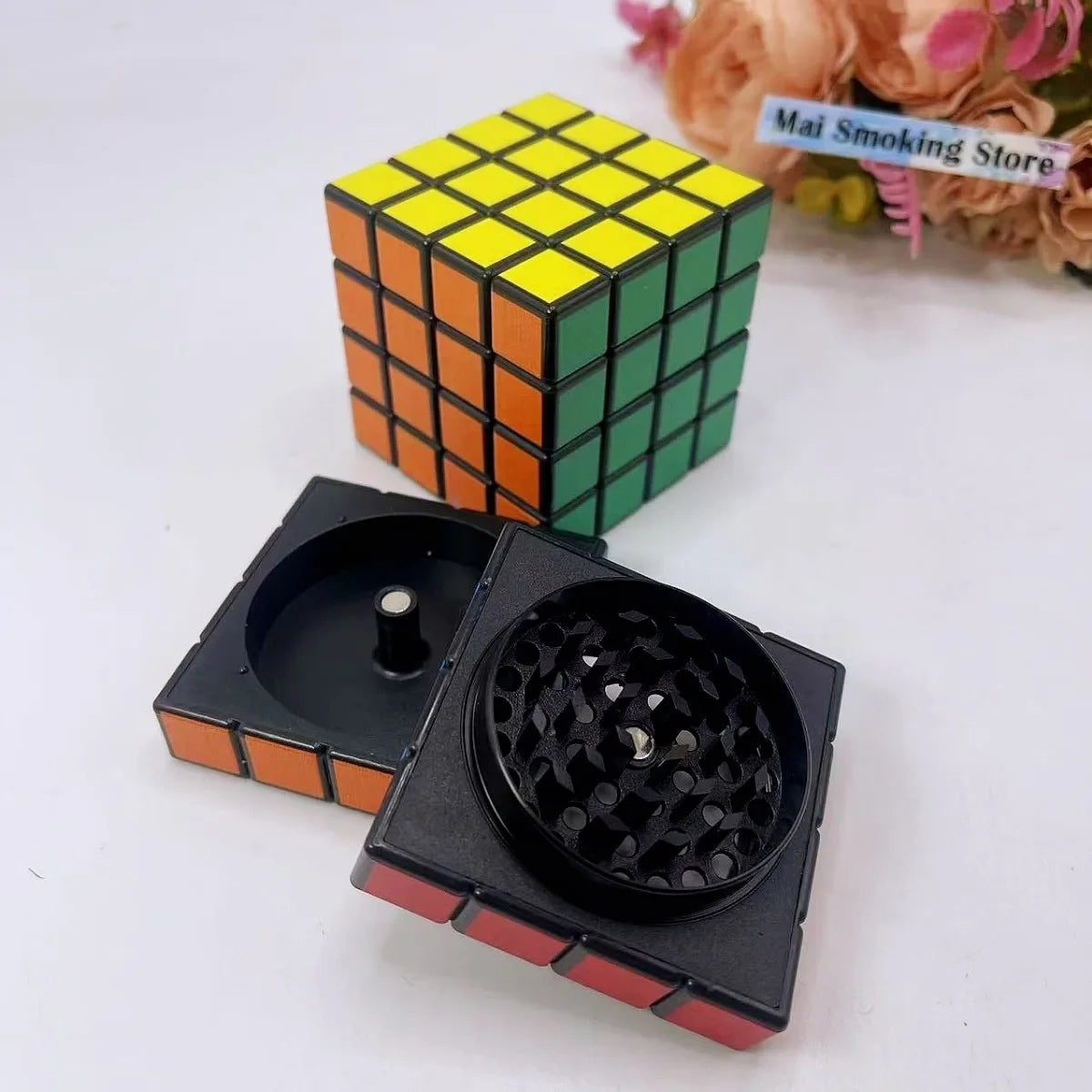 2.2inch Cube Herb Grinder 4-layer Manual Spice Mill Pepper Salt Mortar Grass Raw Tobacco Grinder Cigarette Smoking Accessories Good Vibrations