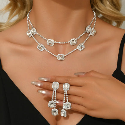3 pieces of ladies' jewelry set, crystal and diamond necklace and earring set, bridal wedding party jewelry, daily wear jewelry Good Vibrations