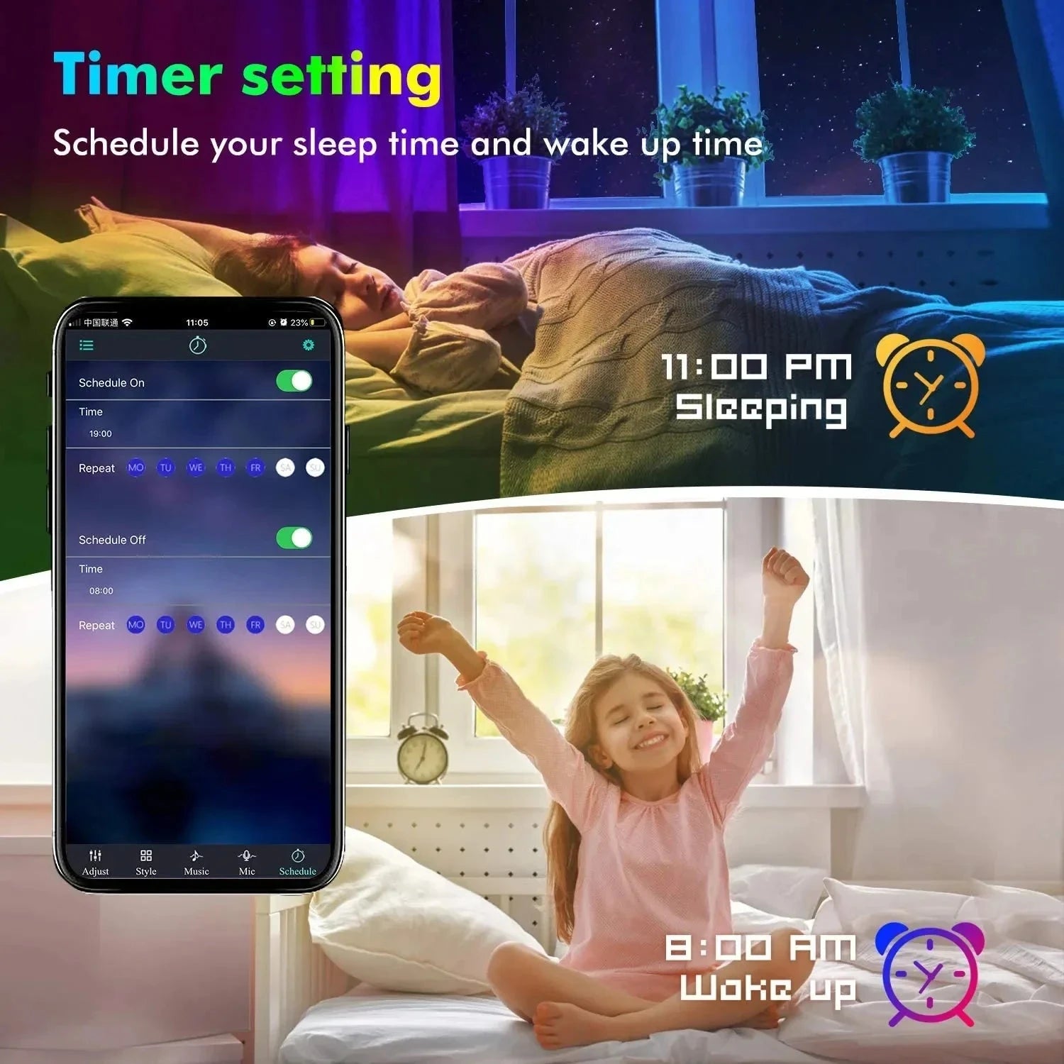 RGB LED Strip Light SMD 5050 USB Remote&APP Control Bluetooth Flexible Tape Diode Ribbon for TV Backdrop Living Room Bedroom Good Vibrations