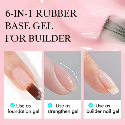 CHUNSHU 6 IN 1 Extension UV Gel Polish In A bottle Builder Nail Gel Rubber Base Coat Semi Permanent Nails Art Self-leveling 15ML Good Vibrations