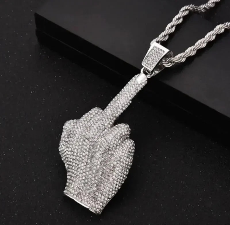 Hip Hop Ice Out Square Crystal S-A-V-A-G-E Letter Pendant Necklace for Men and Women Street One Last Party Trendy Jewelry Gift Good Vibrations