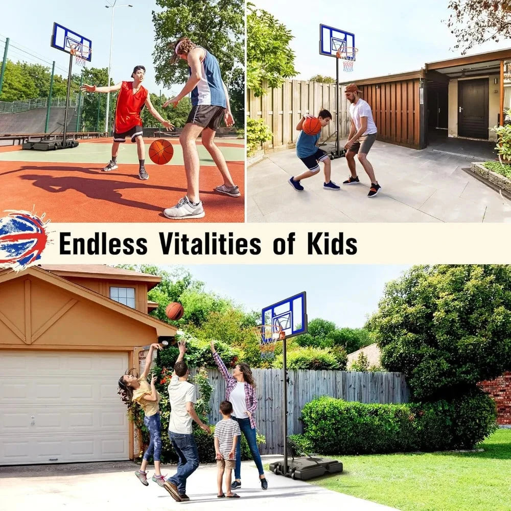 Adjustable Basketball Hoop Outdoor 10FT, Basketball Portable Hoops & Goals, 44 Inch Backboard, for Kids, Youth Good Vibrations