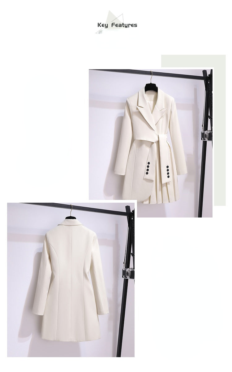 Blazer Women 2025 Spring New Fashion Women Clothing Suit Skirt Jacket Belt Waist Slim Suit Women Blazer Long Coat Black Blazers Good Vibrations