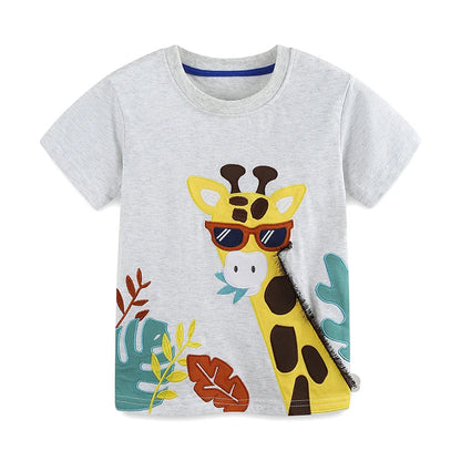 Little maven Baby Boys Summer Sets Kids Clothes Children's Clothing 2026 Tracksuit Cotton Cartoon Giraffe T Shirts Tops+Pants Good Vibrations