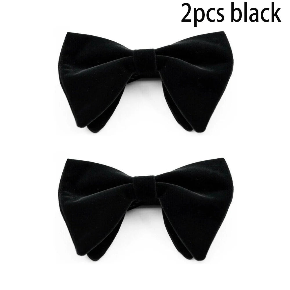 Mens Oversized Bow Tie Solid Velvet Bowtie Wedding Party Tuxedo Adjustable Necktie Big Bow Tie Good Vibrations