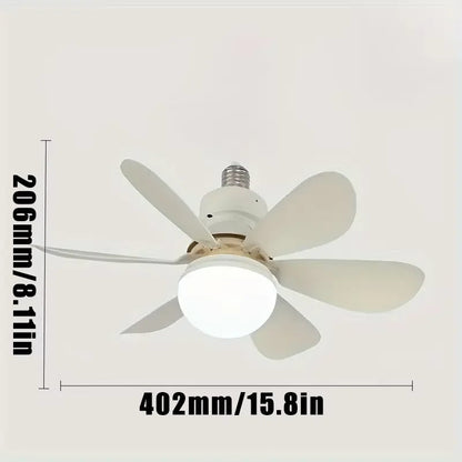 Socket Fan Light With Remote Control Dimmable LED White Socket Ceiling Fan E27 Socket Bulb Bedroom Kitchen Fan Light Good Vibrations