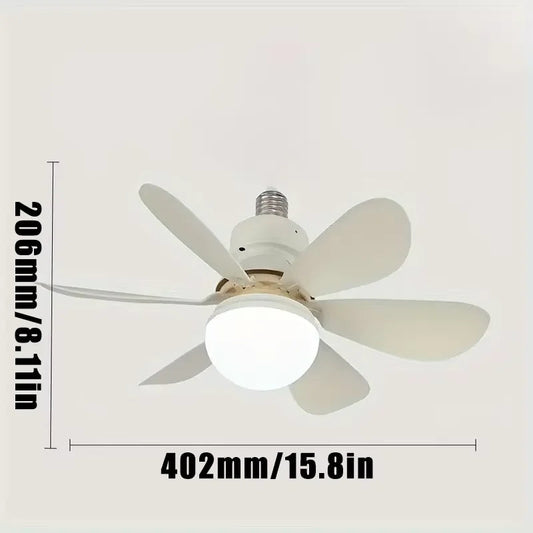 Socket Fan Light With Remote Control Dimmable LED White Socket Ceiling Fan E27 Socket Bulb Bedroom Kitchen Fan Light Good Vibrations