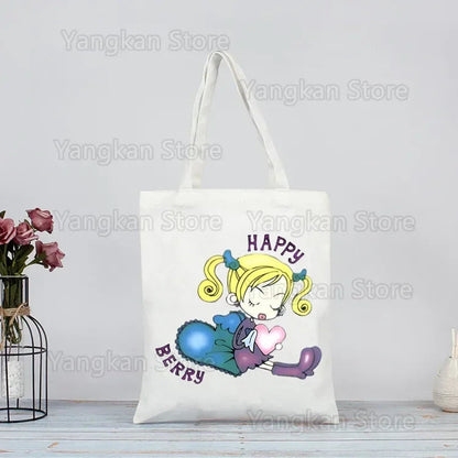 Polly Pocket Print Reusable Shopping Bag Bolsas De Tela Grocery Shopper Shopping Jute Bag Cotton Bag Jute Sacola Reciclaje Good Vibrations