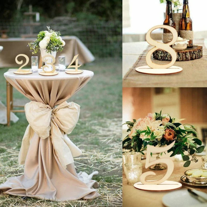 Wooden Table Number 1-20 Creative Digital Three-dimensional Card Wedding Party Decorative Small Ornament Seat Number Table Card Good Vibrations