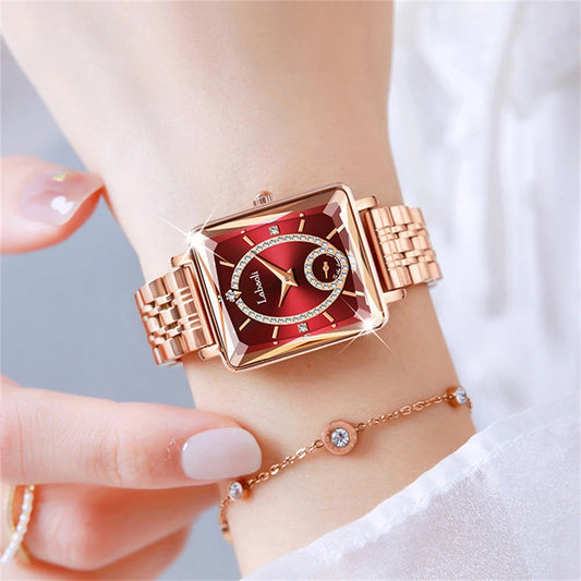 Fashionable Luxury Watches For Woman Diamond Studded Dial Waterproof Steel Strip Quartz Watch reloj часы женские наручные Good Vibrations