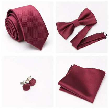 Mens Bowtie Cravat Set Solid Black Pink Red Fashion Butterfly Ties for Men Handkerchief Party Man Gift Wedding Dress Accessories