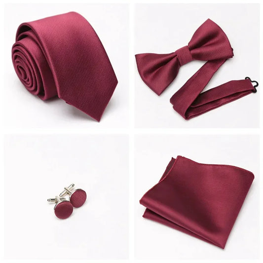 Mens Bowtie Cravat Set Solid Black Pink Red Fashion Butterfly Ties for Men Handkerchief Party Man Gift Wedding Dress Accessories