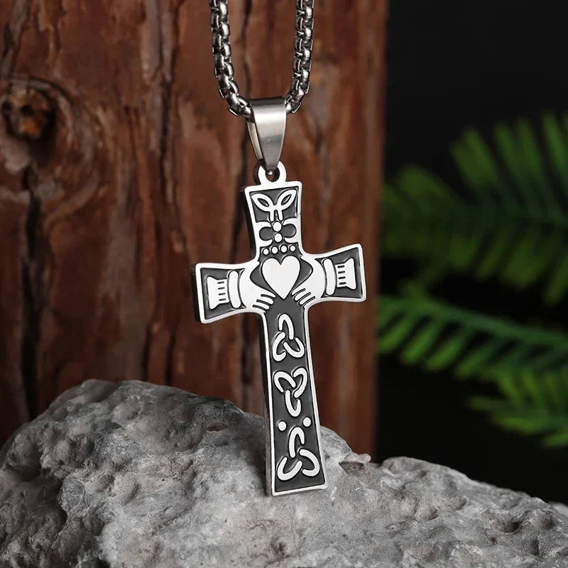 Philippians 4:13 Men's Simple Cross Pendant Necklace Stainless Steel Religious Amulet Jewelry Unisex Bijoux Good Vibrations