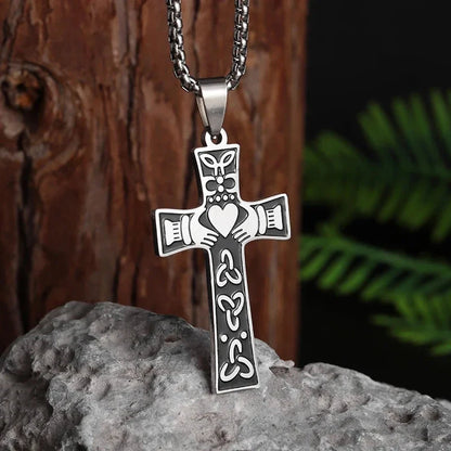 Philippians 4:13 Men's Simple Cross Pendant Necklace Stainless Steel Religious Amulet Jewelry Unisex Bijoux Good Vibrations