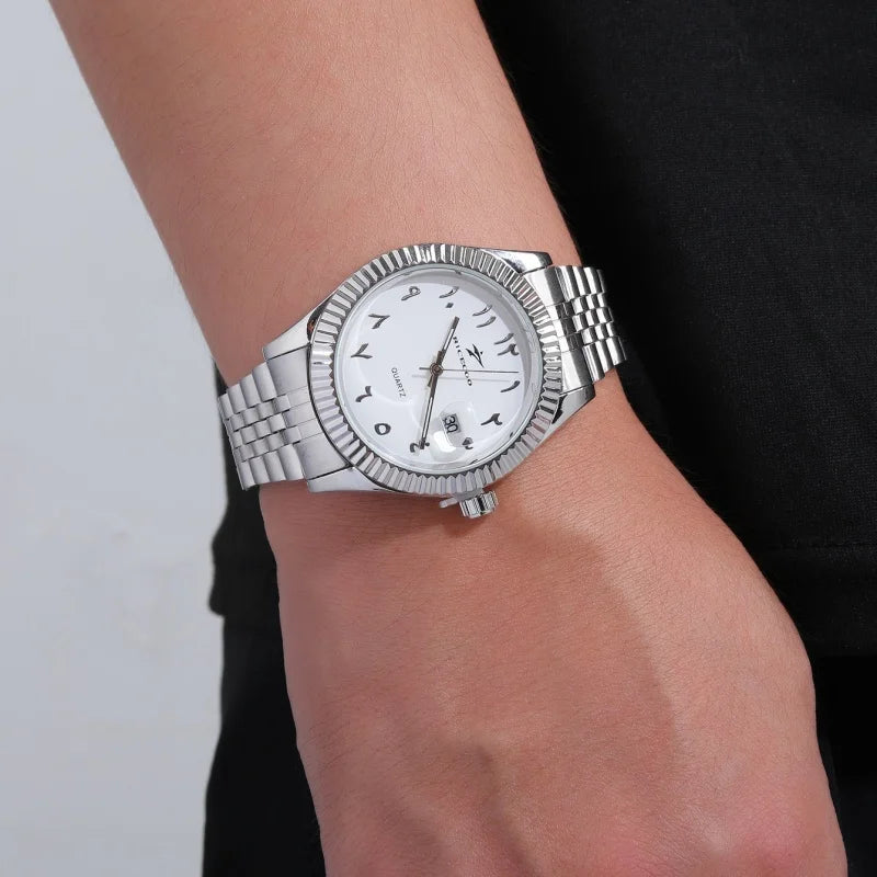 New Men Date Watches High-end Luxury Casual Calendar Stainless Steel Business WristWatch Leisure Sport WristWatch Clock Good Vibrations